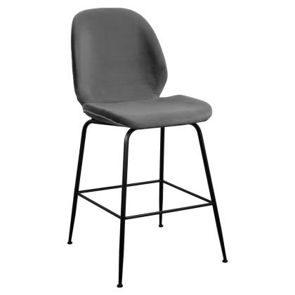 Бар стол Nora Velvet Grey & Black метална рамка HM8524.01 48x61x103 см