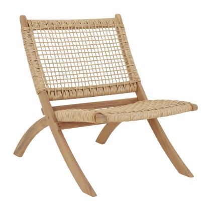 FOLDABLE LOUNGE CHAIR FERMO HM6243.01 ACACIA WOOD IN NATURAL-SYNTHETIC WICKER 78x60x73Hcm.