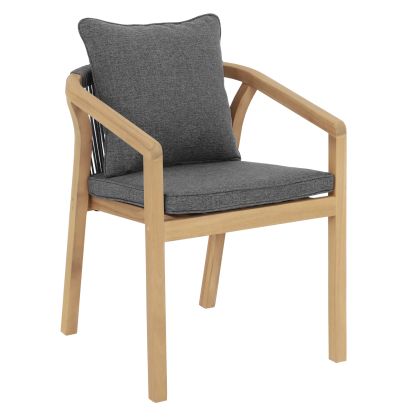 OUTDOOR DINING CHAIR CONTREL HM6244.02 ACACIA WOOD IN NATURAL-ROPE & CUSHIONS IN GREY 61x58x75Hcm.