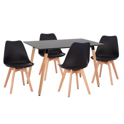 DINING SET 5PCS VEGAS HM21185 MDF TOP IN DARK GREY--BEECH LEGS