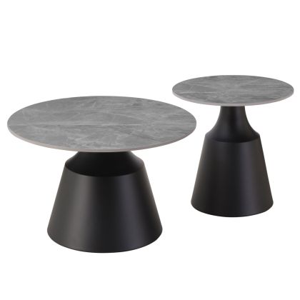 COFFEE TABLES CORREN HM18264.03 CERAMIC TOPS- GREY MARBLE LOOK Φ50cm & Φ70cm
