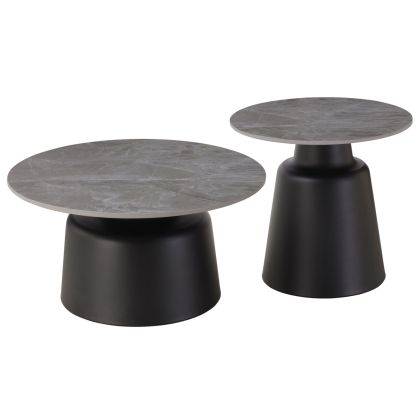 COFFEE TABLES RINKON HM18263.03 CERAMIC TOPS- GREY MARBLE LOOK Φ50cm & Φ70cm