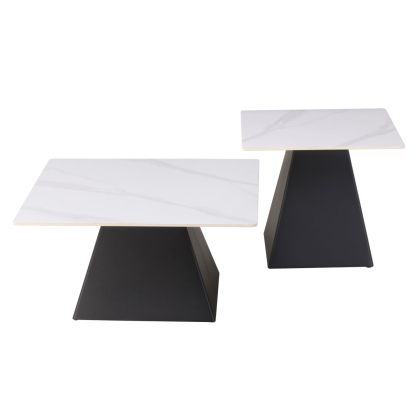 COFFEE TABLES QUBER HM18260.01 CERAMIC TOPS- WHITE MARBLE LOOK--SQUARE