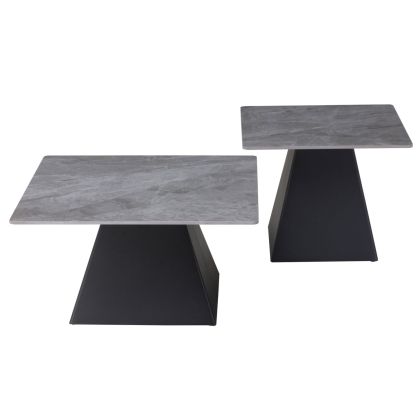 COFFEE TABLES QUBER HM18260.03 CERAMIC TOPS- GREY MARBLE LOOK--SQUARE