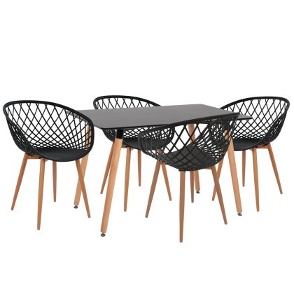 DINING SET 5PCS ARIADNE HM21174 MDF TOP & POLYPROPYLENE IN BLACK