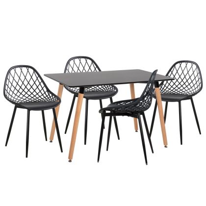 DINING SET 5PCS LIO HM21175 MDF TOP & POLYPROPYLENE IN BLACK