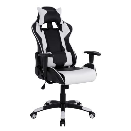 Офис Геймърски стол HM1072.04 Черно-Бял цвят 66,5x70x(122-129) см