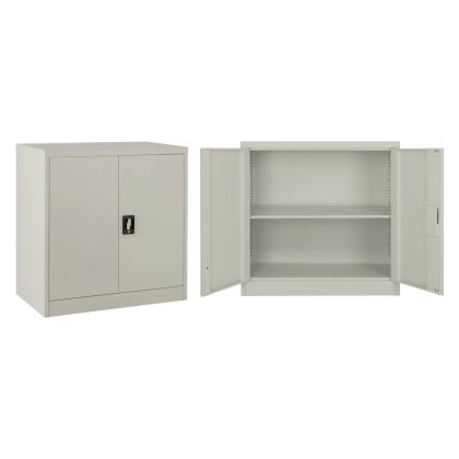 WARDROBE METAL HM5960.01 WITH 2 STORAGE SPACES LIGHT GREY 90Χ40Χ90Hcm.