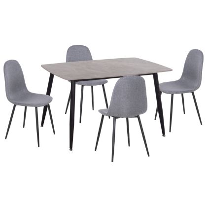 DINING SET 5PCS RAVEN HM21068.03 CERAMIC TOP GREY MARBLE--GREY FABRIC