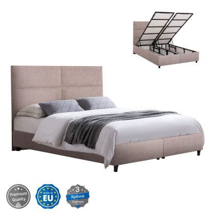 BED WITH STORAGE SPACE MILO HM738.22 BEIGE BOUCLE FABRIC FOR MATTRESS 140x200cm