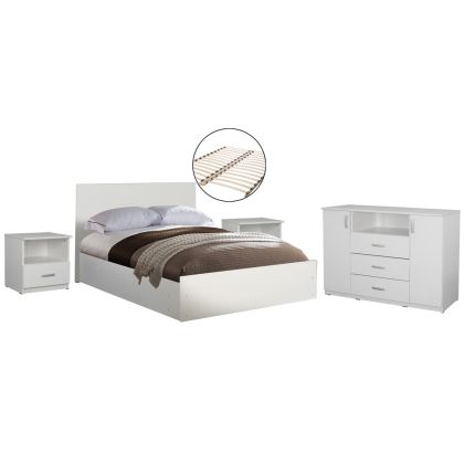 BEDROOM FURNITURE SET 5PCS ADLER HM11758.03 MELAMINE IN WHITE-FOR MATTRESS 160x200cm