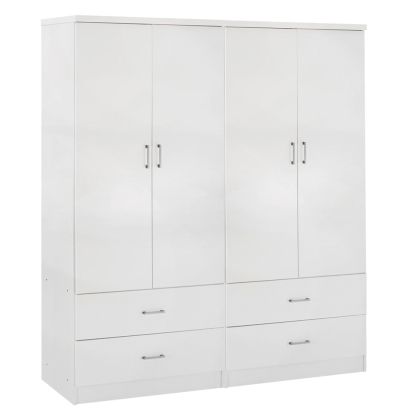 WARDROBE 4-LEAF WITH 4 DRAWERS REINA HM21258 MELAMINE IN WHITE 160x42.5x180.5Η