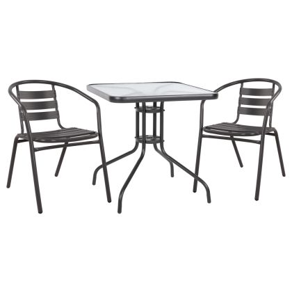 Комплект 3 части с маса Figo 70x70x72 и кресла Laura сив цвят HM10469