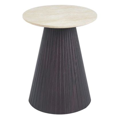 SIDE TABLE CATER HM18322 CERAMIC TOP WITH TRAVERTINE STONE LOOK--MDF BASE Φ53x59Hcm.