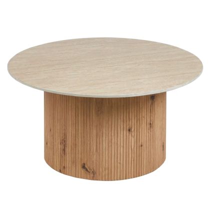 COFFEE TABLE TWIL HM18325 CERAMIC TOP IN TRAVERTINE STONE LOOK--MDF BASE Φ84x39Hcm.