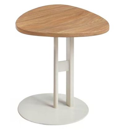 SIDE TABLE OVAL ALPER HM18328 MDF IN SONAMA--METAL BASE IN WHITE Φ50x50Hcm.