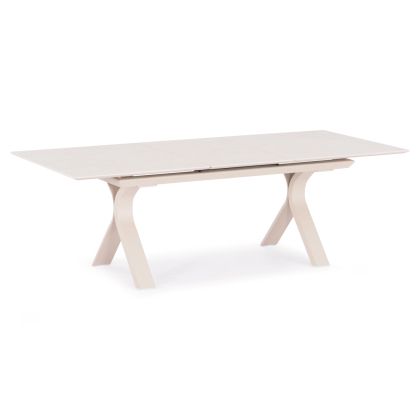 EXPANDABLE ALUMINUM DINING TABLE ANDROMEDA (S) SM6183 FRAME & SINTERED STONE TOP IN IVORY COLOR 180-240x100x76,5H