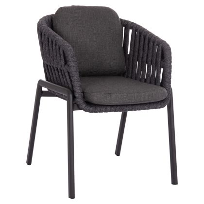 DINING ARMCHAIR EOS SM6212.01 DARK GREY ALUMINUM-STRAPS-OLEFIN FABRIC 65x62x80Hcm.