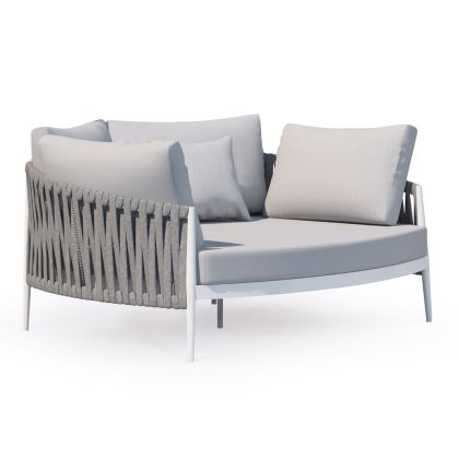 DAYBED SERIES POLARIS SM6215.02 ALUMINUM IN CREAM WHITE-STRAP ROPE & OLEFIN IN BEIGE 164x144x84Hcm.