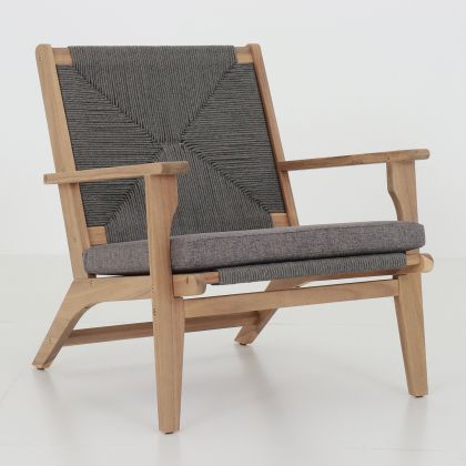 ARMCHAIR FORTUNA SM6246.02 ACACIA WOOD IN NATURAL COLOR-GREY ROPE & CUSHION 64x78,5x79Hcm.