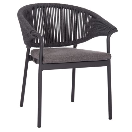 ALUMINUM DINING CHAIR STELLAR SM6320.02 ANTHRACITE FRAME & CUSHION-NATURAL ROPE 64,5x60x78,5Hcm