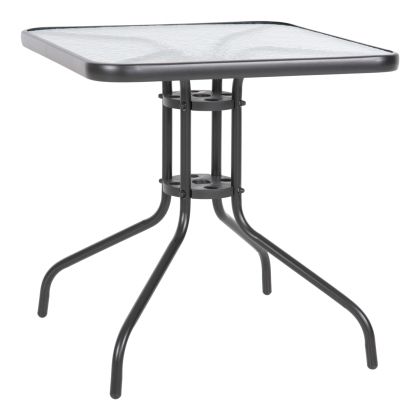 OUTDOOR TABLE SQUARE FIGO HM5036.01 GREY METAL-GLASS TABLETOP 70Χ70Χ72Hcm