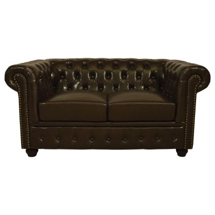 Диван 2 места Chesterfield тип HM3010.01 тъмно кафява изкуствена кожа 155x90x73 см