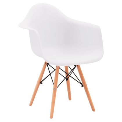 Armchair with wooden legs and white seat Mirto HM005.01 64x60x81 cm