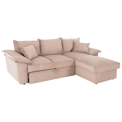 CORNER SOFA-BED WITH STORAGE SPACE ALDO HM3276.01R BEIGE FABRIC 256x91-159x87Hcm.