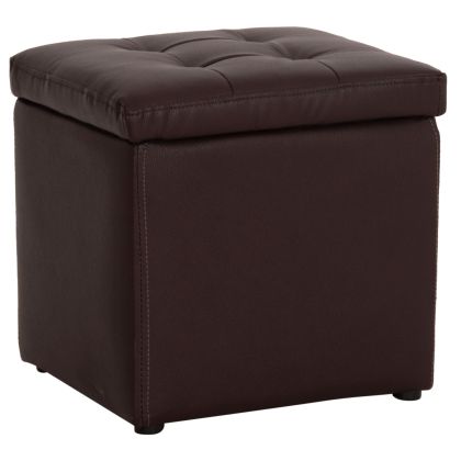 Stool PU with storage space Brown cube HM224.03--38x38x36.5Hcm