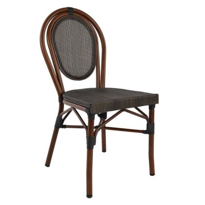 Aluminum Chair Bamboo Look Brown with Textline 40,5x56,5x89,5 cm HM5026