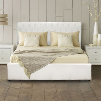 Легло Mone HM321.02 Място за съхранение в стил Честърфийлд Бяло PUсм