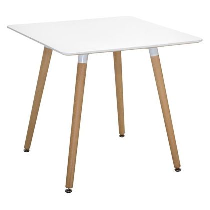 Kitchen Table Minimal HM0057.01, White MDF, legs BEECH