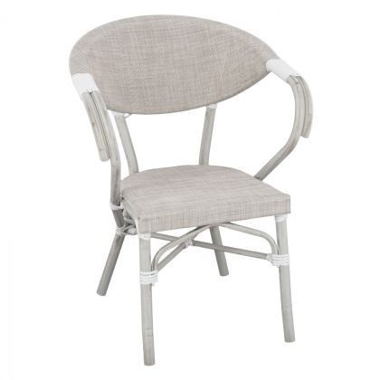 Armchair aluminum Bamboo Look Grey Patina with textline HM5108 57x57x83cm