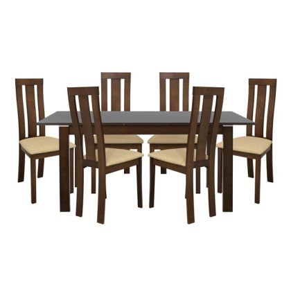Set Dining Table 7pieces Table Opening Wood & 6 Chairs HM10054