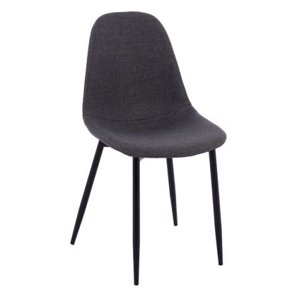 Трапезен стол Leonardo HM00100.16 с метални крака и тъмно сива дамаска 43,5x59x84 см.
