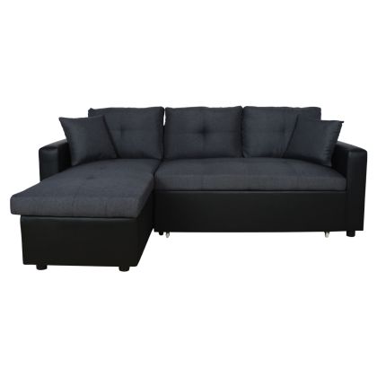 Corner Sofa Bed  Wayne 220x146x86 HM3028.01 Grey with Black PU