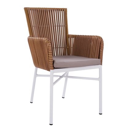 Aluminum Armchair HM5298.01 White with pillow 57x60x90 cm
