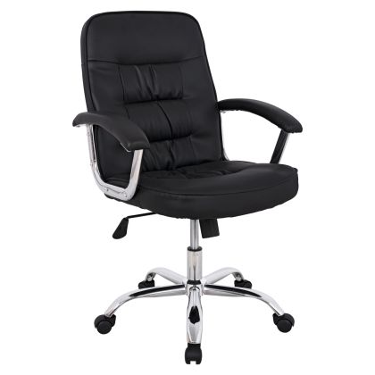 Office chair HM1113 with black PU and chromed base 62x62x104 cm.