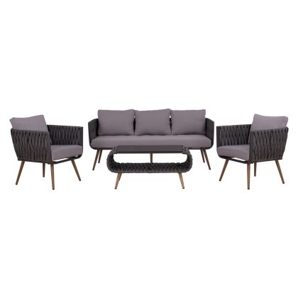 Холна Гарнитура 4 части Алуминий с Ракита Сива HM5282.11