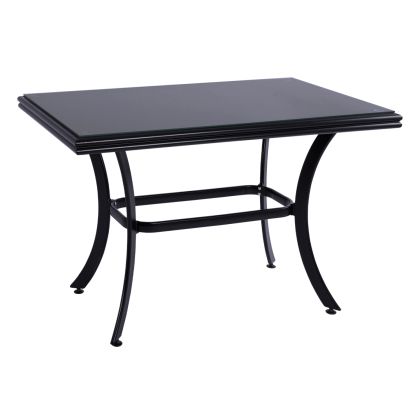 АЛУМИНИЕВА ТРАПЕЗНА МАСА JAXEN HM5533.02 ЧЕРНА С ПЛОТ ОТ ЗАКАЛЕНО СТЪКЛО И ТЕКСТИЛЕН 120x70x78Hcm.