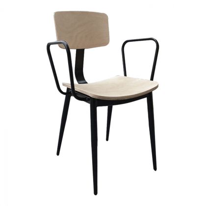 Метален стол с дървена облегалка и седалка TS335