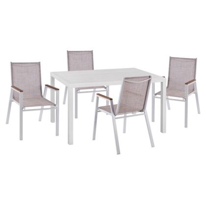Set 5 pieces with Table 140x80x75.5 & Armchairs Aluminum White color HM10528