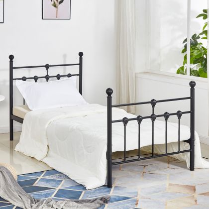 Metallic Bed, KAMIL 90x190cm Black HM574.01