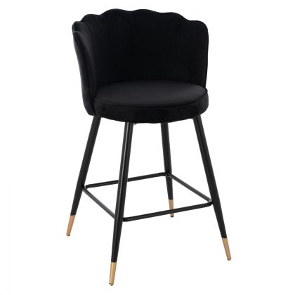 MEDIUM HEIGHT STOOL HM8736.04 BLACK VELVET WITH METAL FRAME 50x50x90 cm.