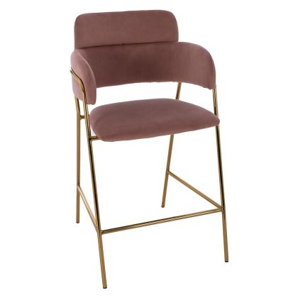 MEDIUM HEIGHT STOOL HM8735.02 VELVET DUSTY PINK GOLDEN FRAME 54x58x95Y cm.