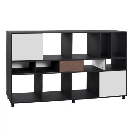 Professional office library-shelf walnut and grey 220x40x120 HM2099