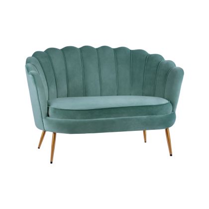 Диван 2 места Coquille HM8627.07 от фъстъчен цвят със златни крака 130x77x83см