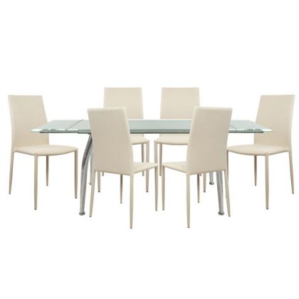 Set dining table 7 pieces Table Loca 170x80- Teta cream HM10009.01