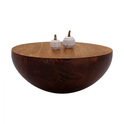 Декоративна холна маса Bowl Round Φ90x40cm Ръждиво с акациево дърво HM8717.02